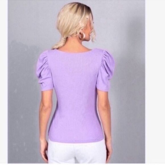 Puff Sleeve Rib-Knit Tee  Size XS - Picture 3 of 10